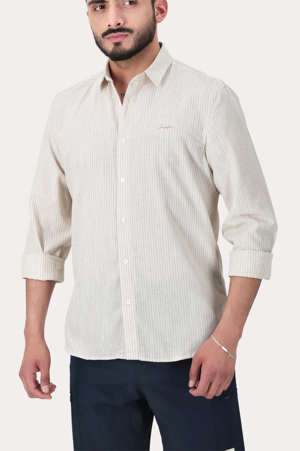 CAMISA ML FAKE LINHO TUCUMA BEIGE GANGSTER - 3
