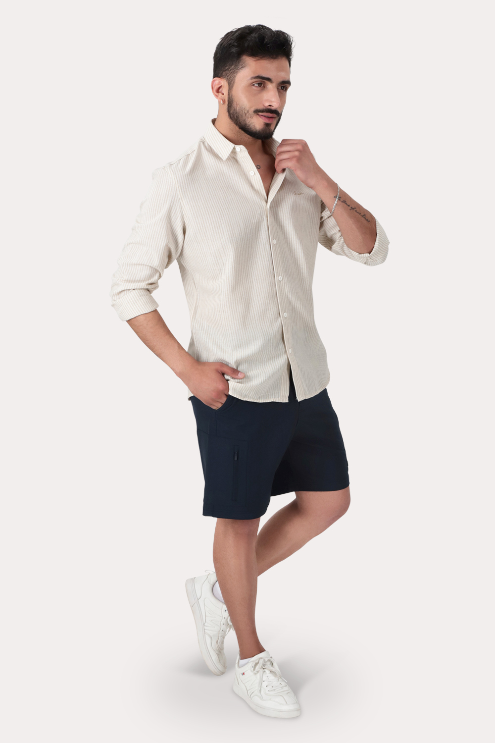 CAMISA ML FAKE LINHO TUCUMA BEIGE GANGSTER - 4