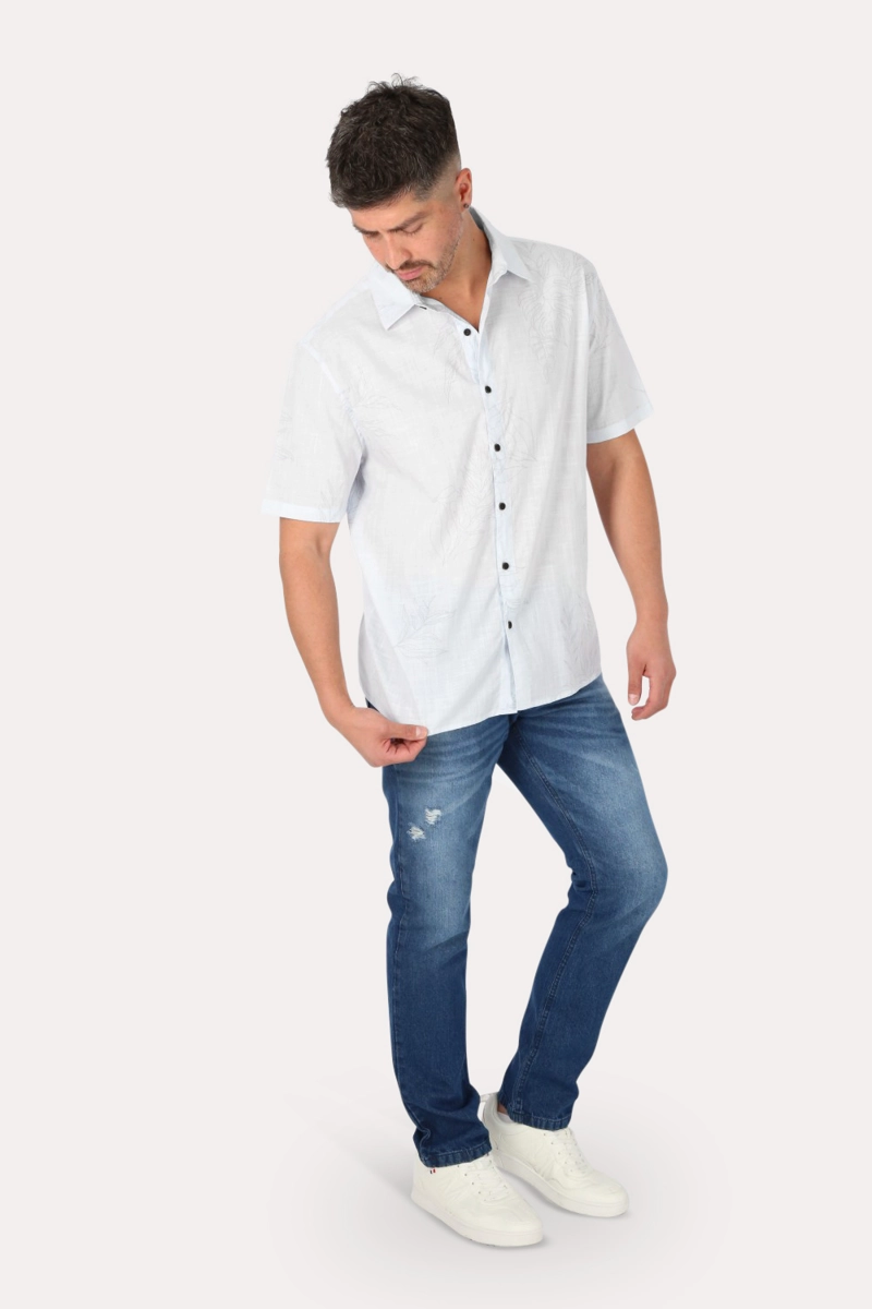 CAMISA MC ALGODON PINA CELESTE GANGSTER - 4