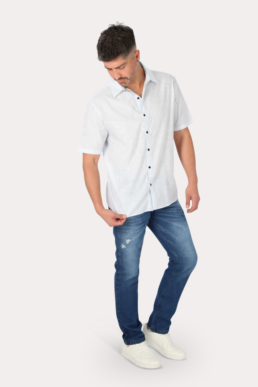 CAMISA MC ALGODON PINA CELESTE GANGSTER - 4