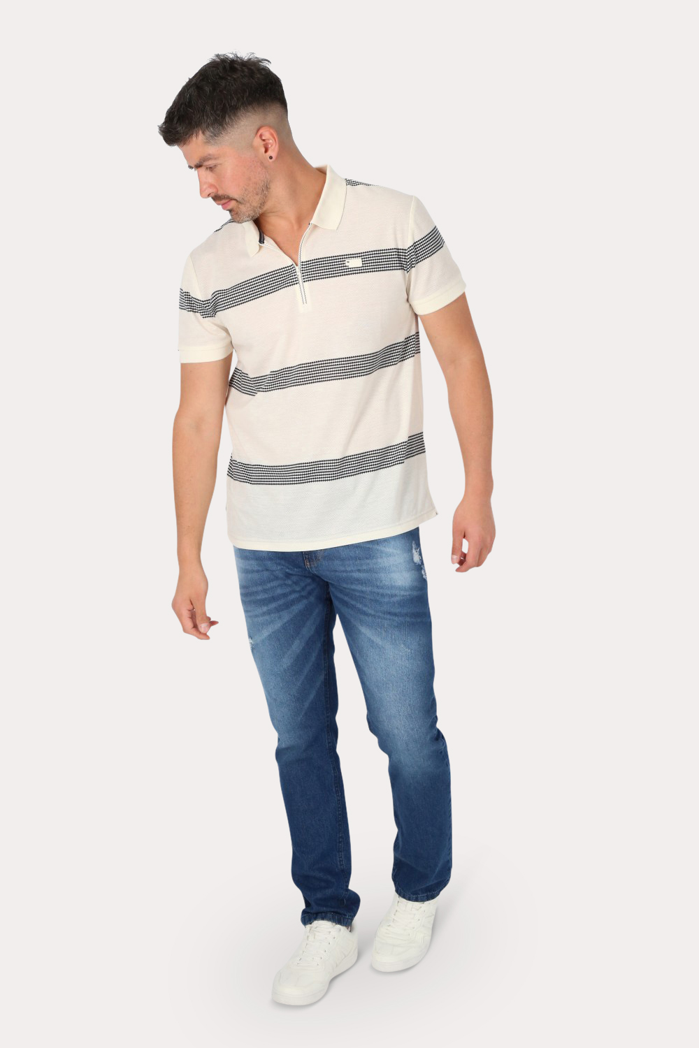 POLERA HOMBRE GANGSTER BLANCO MC POLO YARD DYE HIT - 4