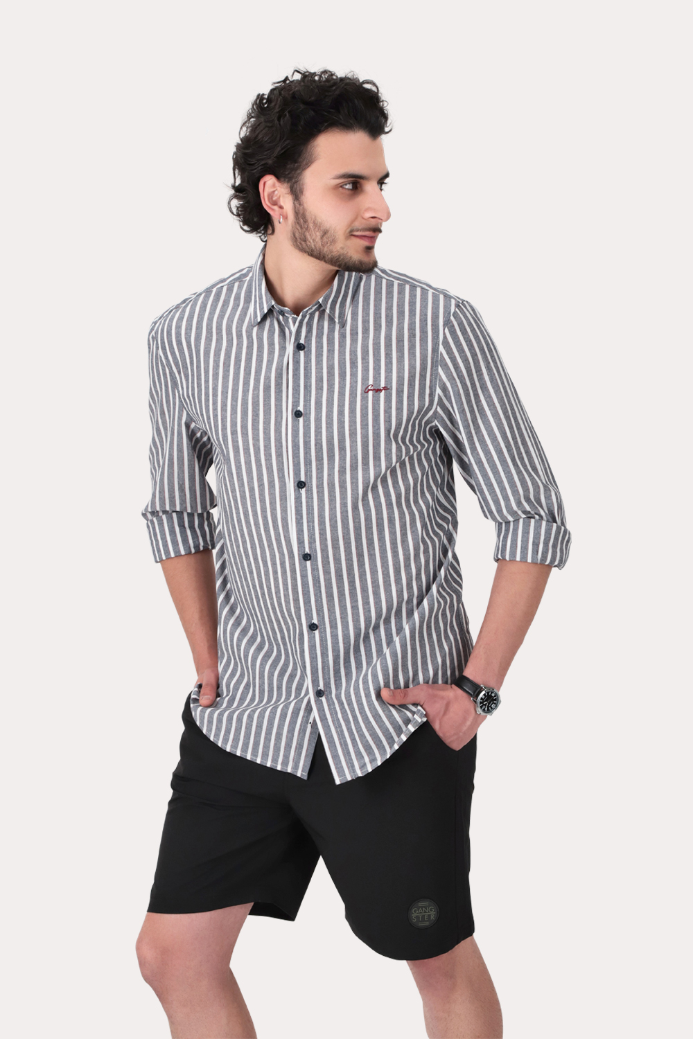 CAMISA ML FAKE LINHO BURITI AZUL GANGSTER - 1