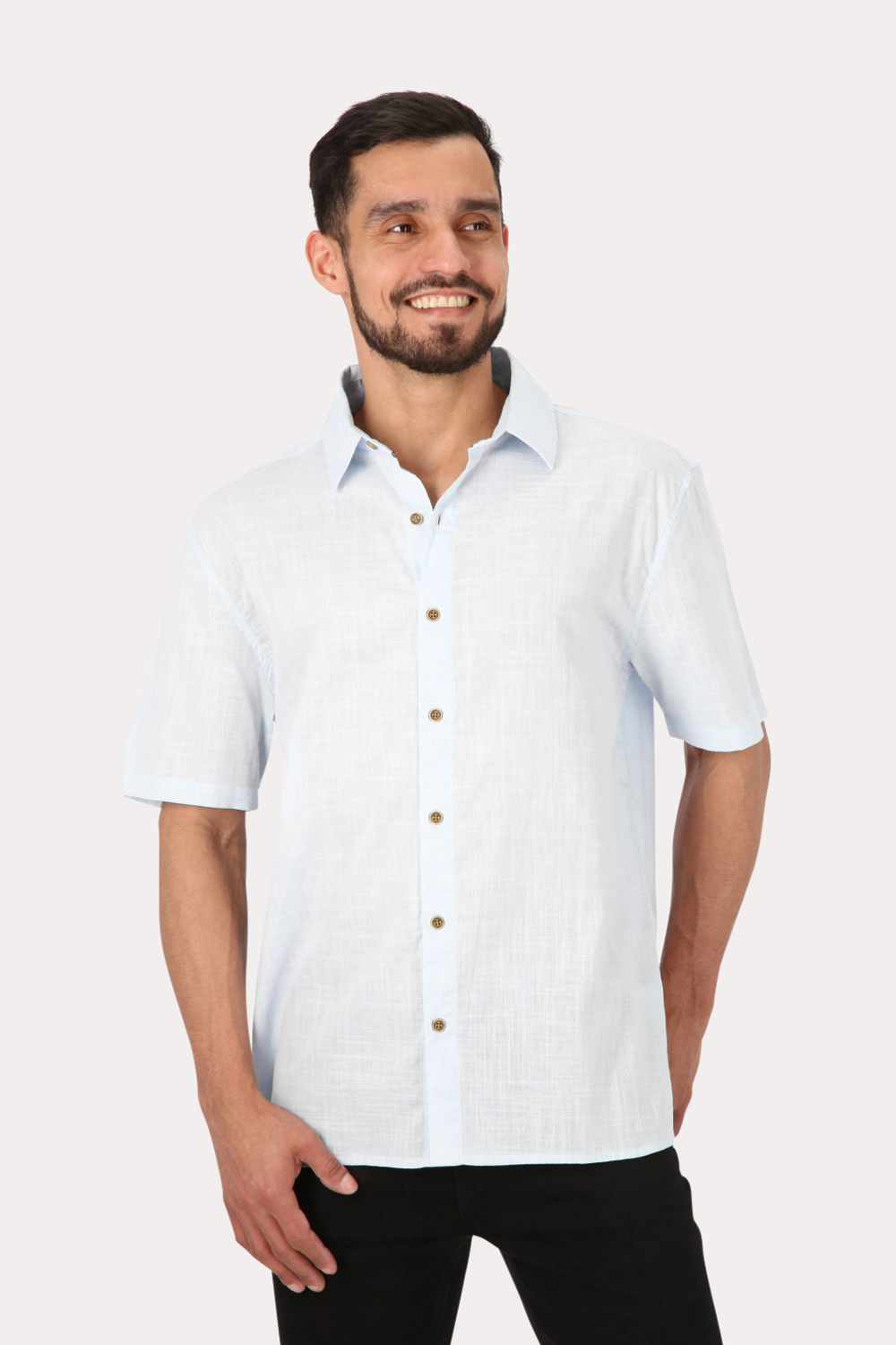 CAMISA MC ALGODON PINHAL CELESTE GANGSTER - 1