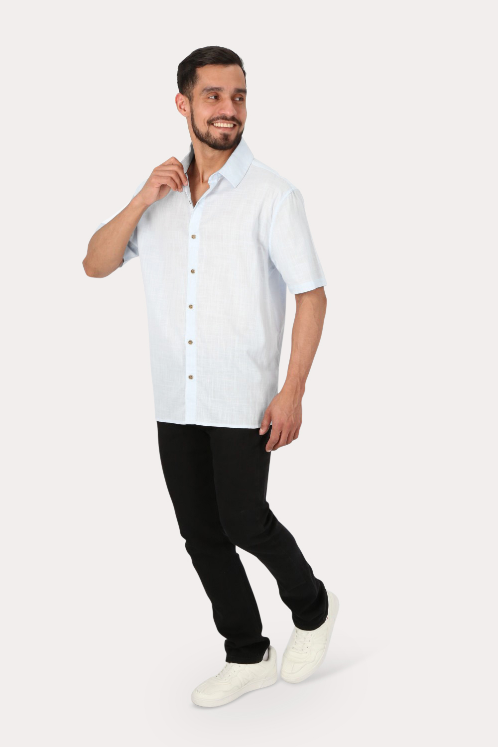 CAMISA MC ALGODON PINHAL CELESTE GANGSTER - 4