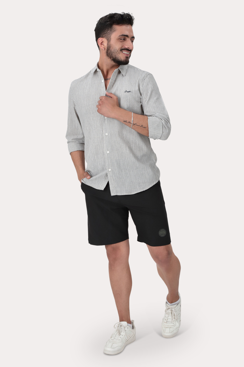 CAMISA ML FAKE LINHO ARARU BLANCO GANGSTER - 3