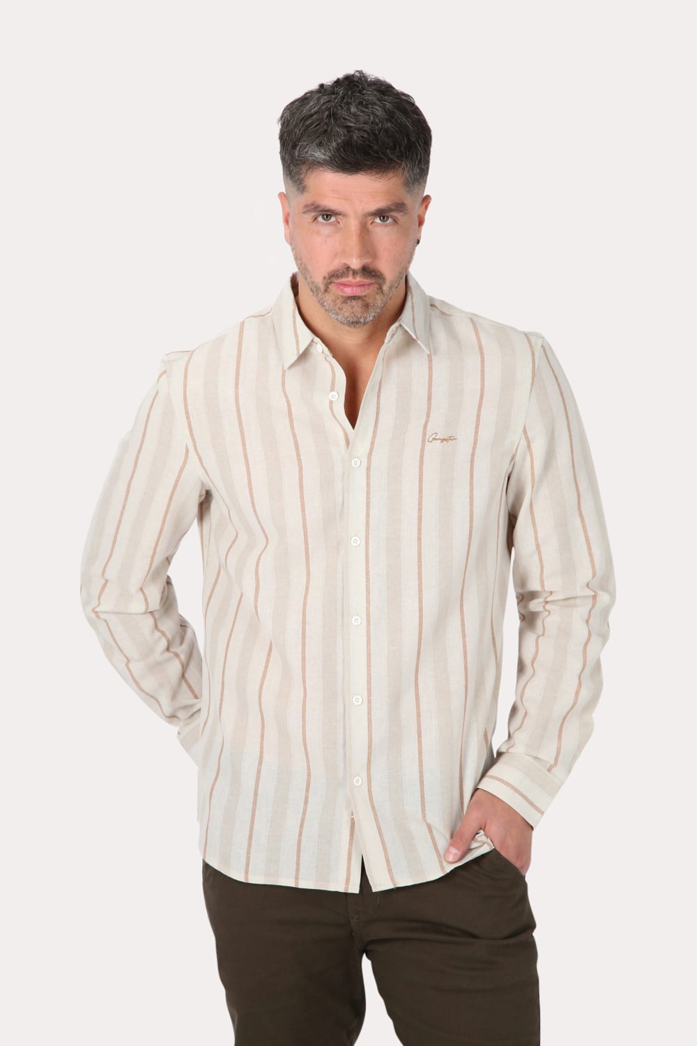 CAMISA ML FAKE LINHO CACTOS BLANCO GANGSTER - 1