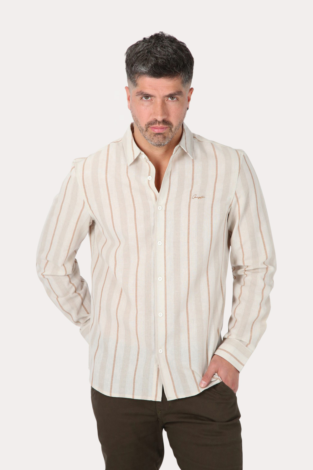 CAMISA ML FAKE LINHO CACTOS BLANCO GANGSTER - 1