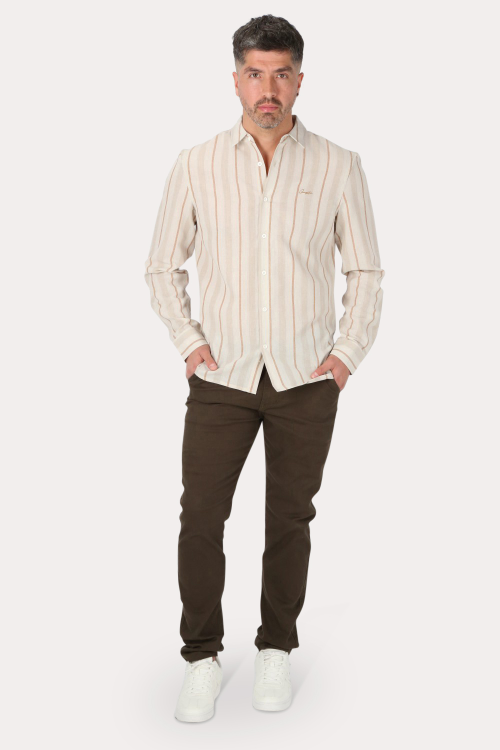 CAMISA ML FAKE LINHO CACTOS BLANCO GANGSTER - 4
