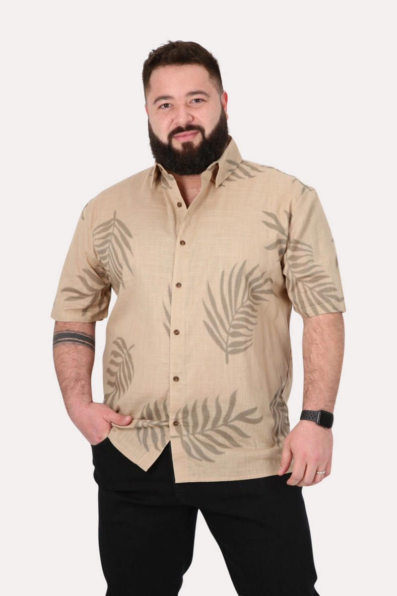 PLUS CAMISA MC ALGODON MEIO CAFE GANGSTER - 1