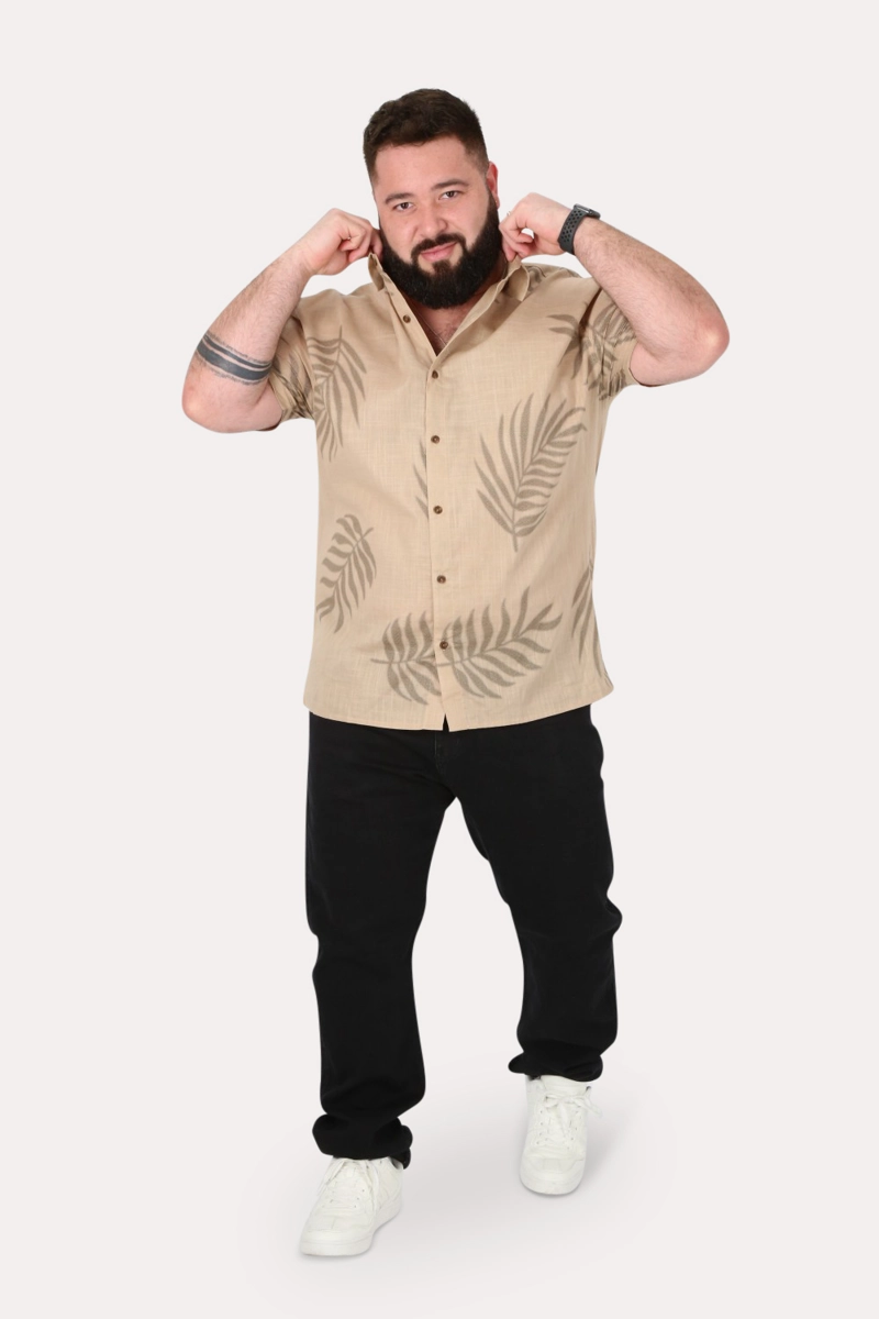 PLUS CAMISA MC ALGODON MEIO CAFE GANGSTER - 4