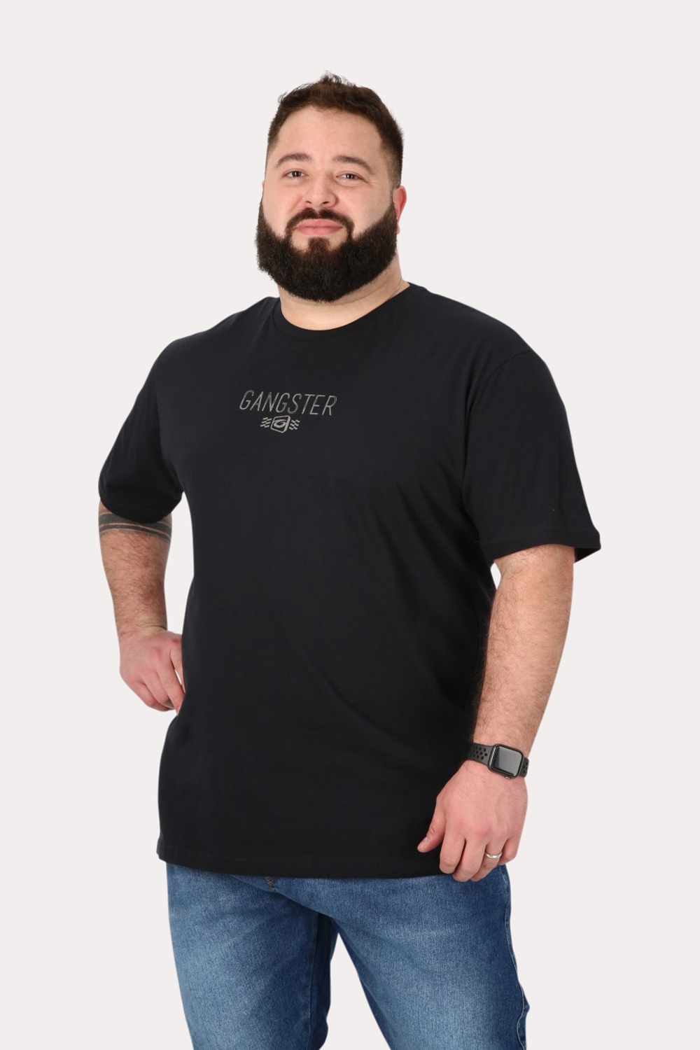 PLUS POLERA MC BASICA FORCE NEGRO GANGSTER - 1