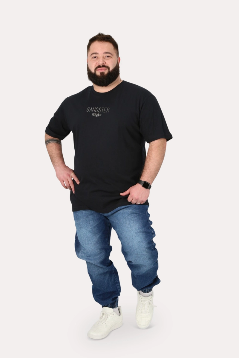 PLUS POLERA MC BASICA FORCE NEGRO GANGSTER - 4