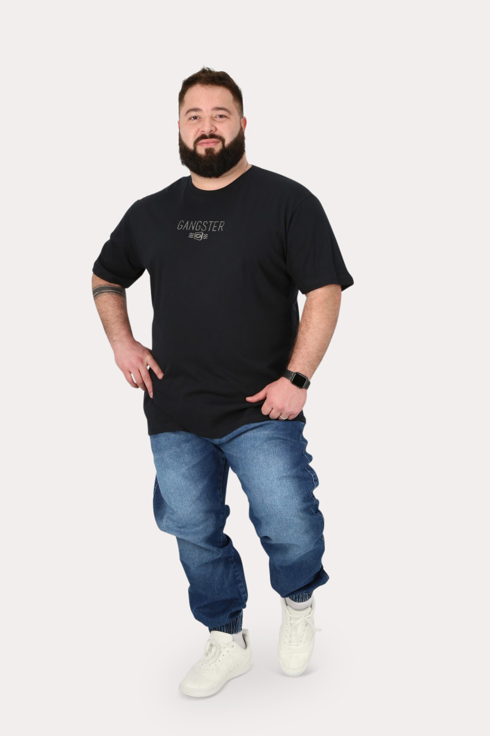 PLUS POLERA MC BASICA FORCE NEGRO GANGSTER - 4