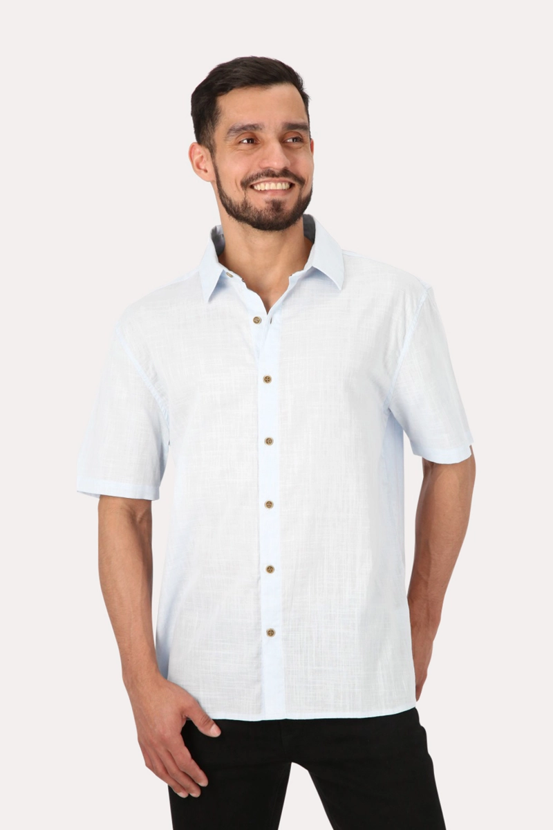 CAMISA MC ALGODON PINHAL CELESTE GANGSTER - 1