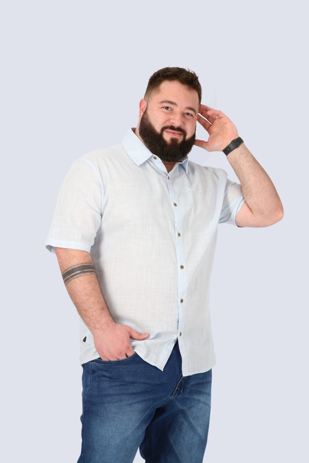 PLUS CAMISA MC ALGODON PINHAL CELESTE GANGSTER - 1