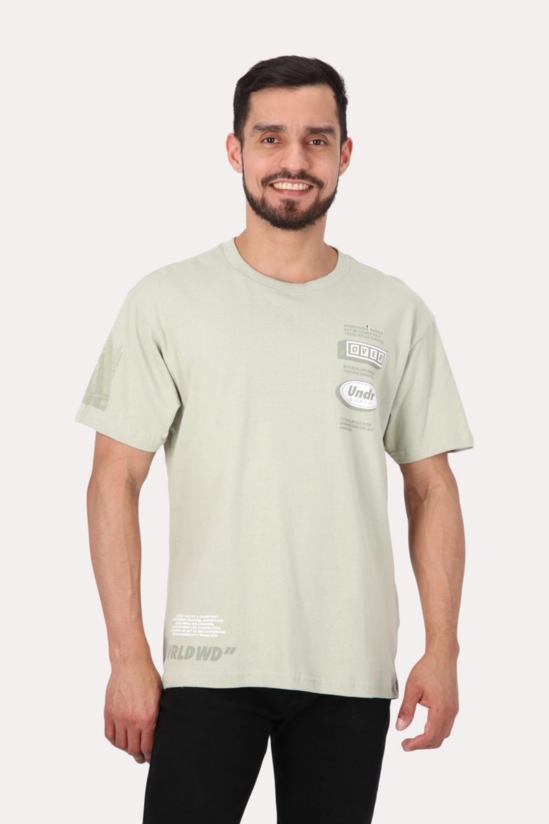 POLERA MC BASICA LOOSE FIT  VERDE GANGSTER - 1
