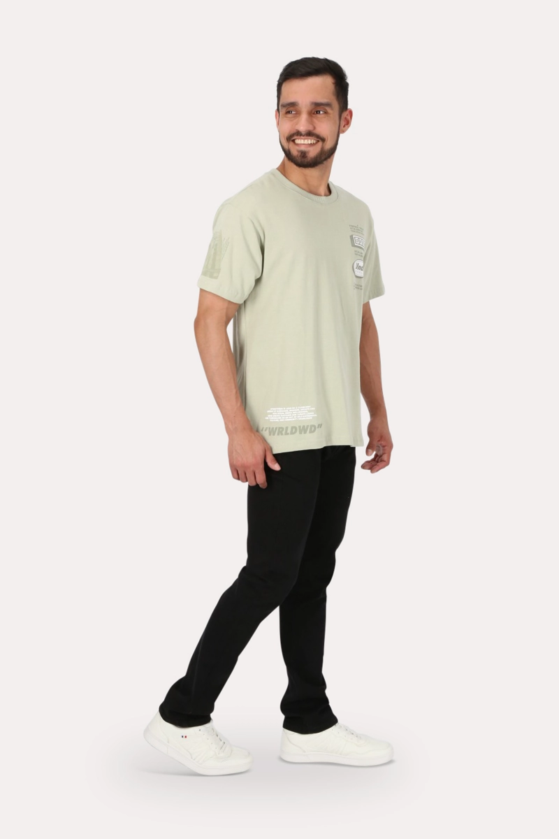 POLERA MC BASICA LOOSE FIT  VERDE GANGSTER - 4