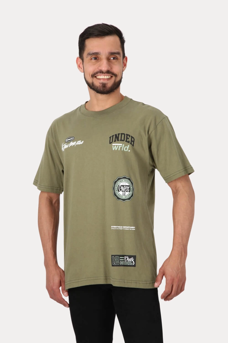 POLERA MC BASICA LOOSE FIT 2  VERDE OVERCORE - 1