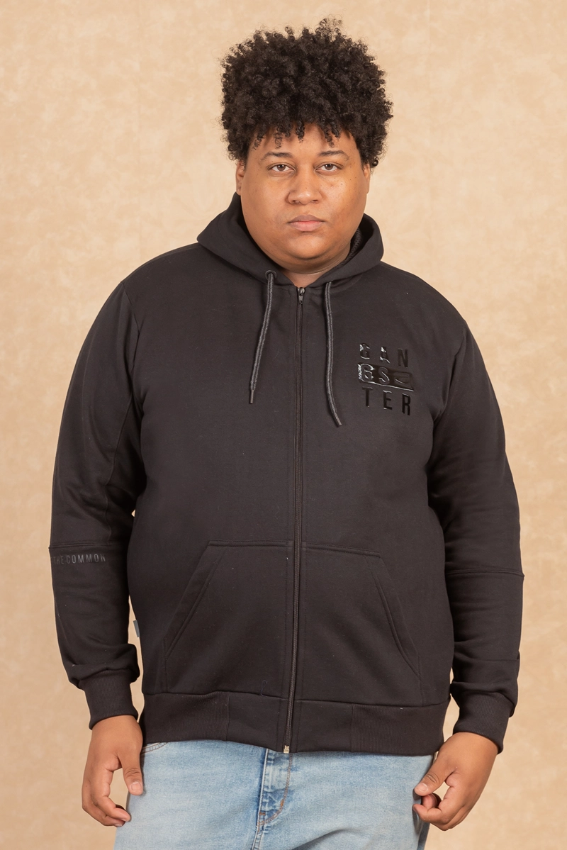 PLUS POLERON FULL ZIPPER FLEECE OUUT NEGRO GANGSTER - 5