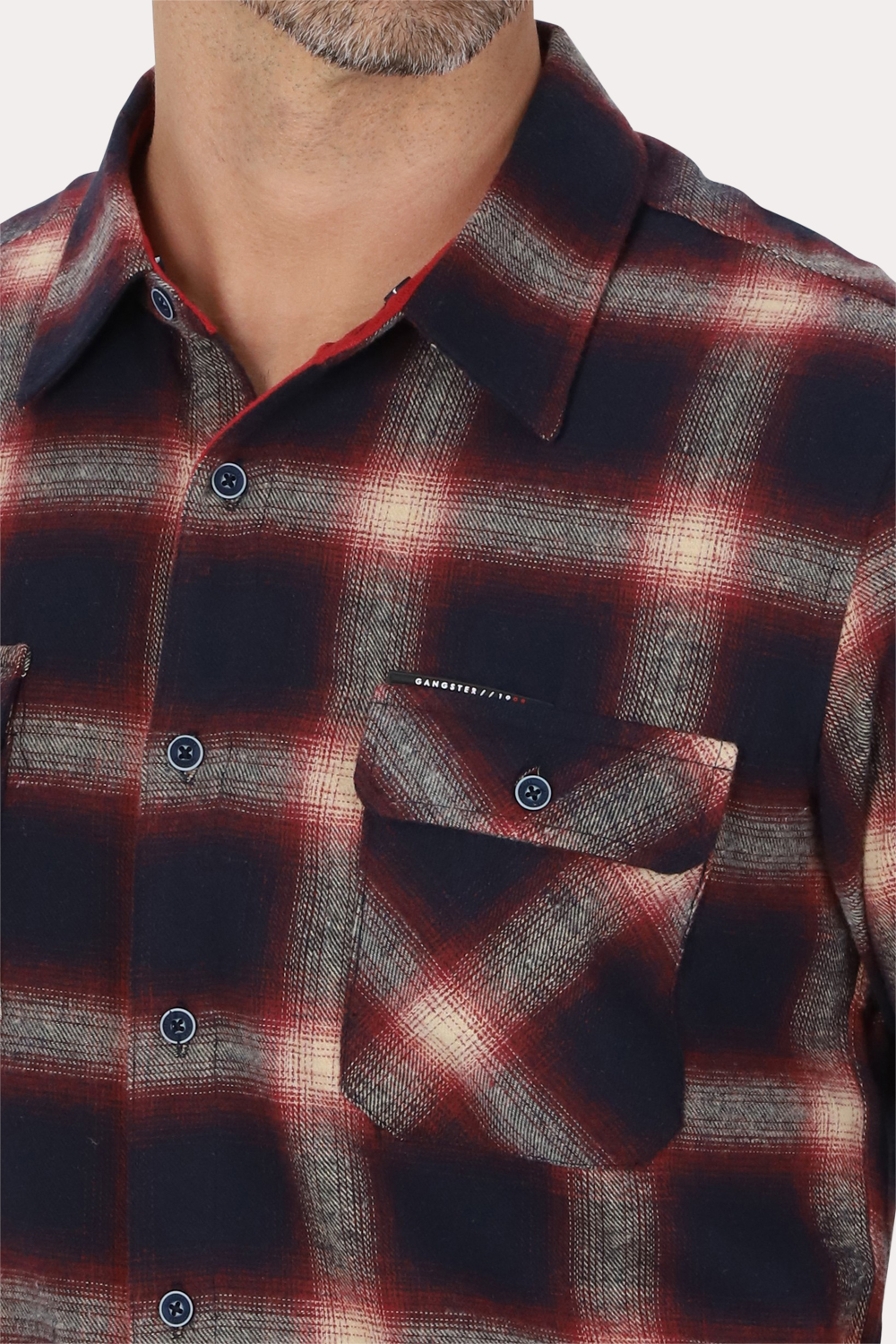 CAMISA ML FRANELA BRAVEN AZUL MARINO GANGSTER - 4