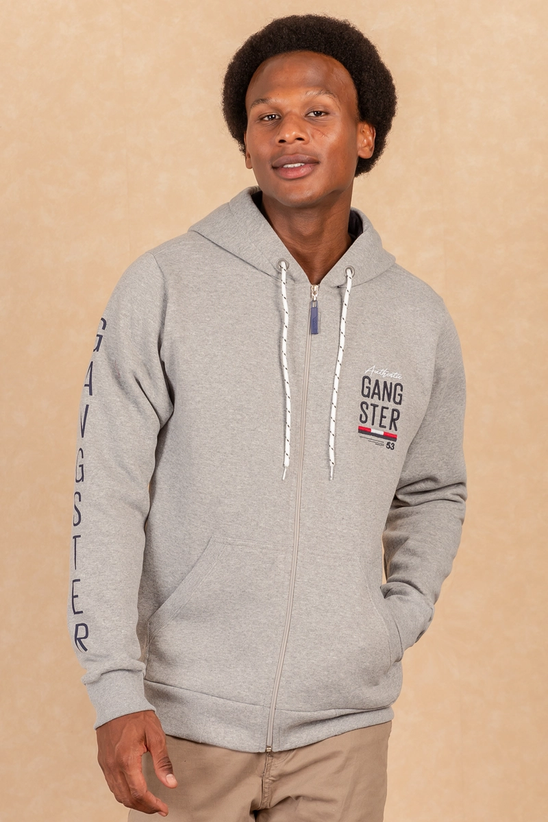 POLERON FULL ZIPPER FLEECE BORDER AZUL MARINO GANGSTER - 1