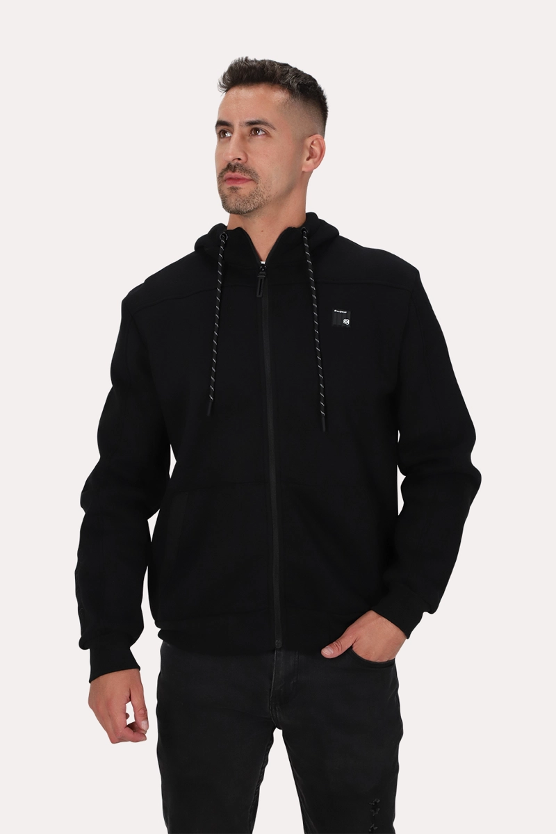 POLERON FULL ZIPPER FLEECE BLOCK NEGRO GANGSTER - 1