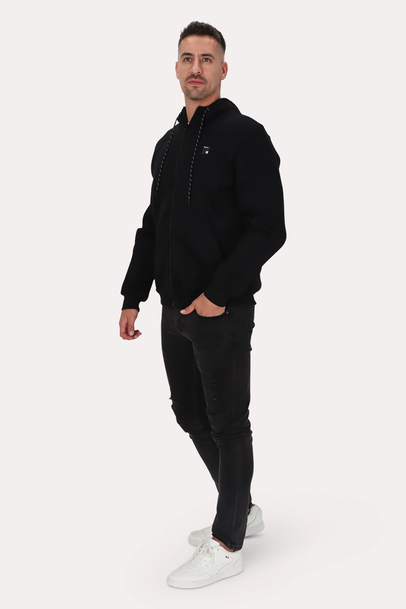 POLERON FULL ZIPPER FLEECE BLOCK NEGRO GANGSTER - 4