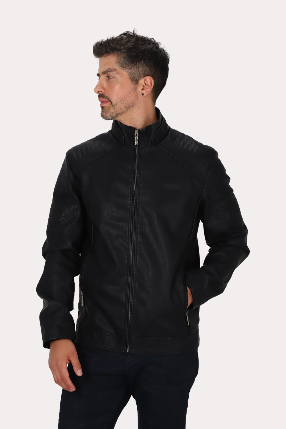 CHAQUETA PU ASPHALT NEGRO GANGSTER - 1