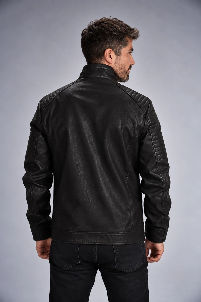 CHAQUETA PU ASPHALT NEGRO GANGSTER - 2