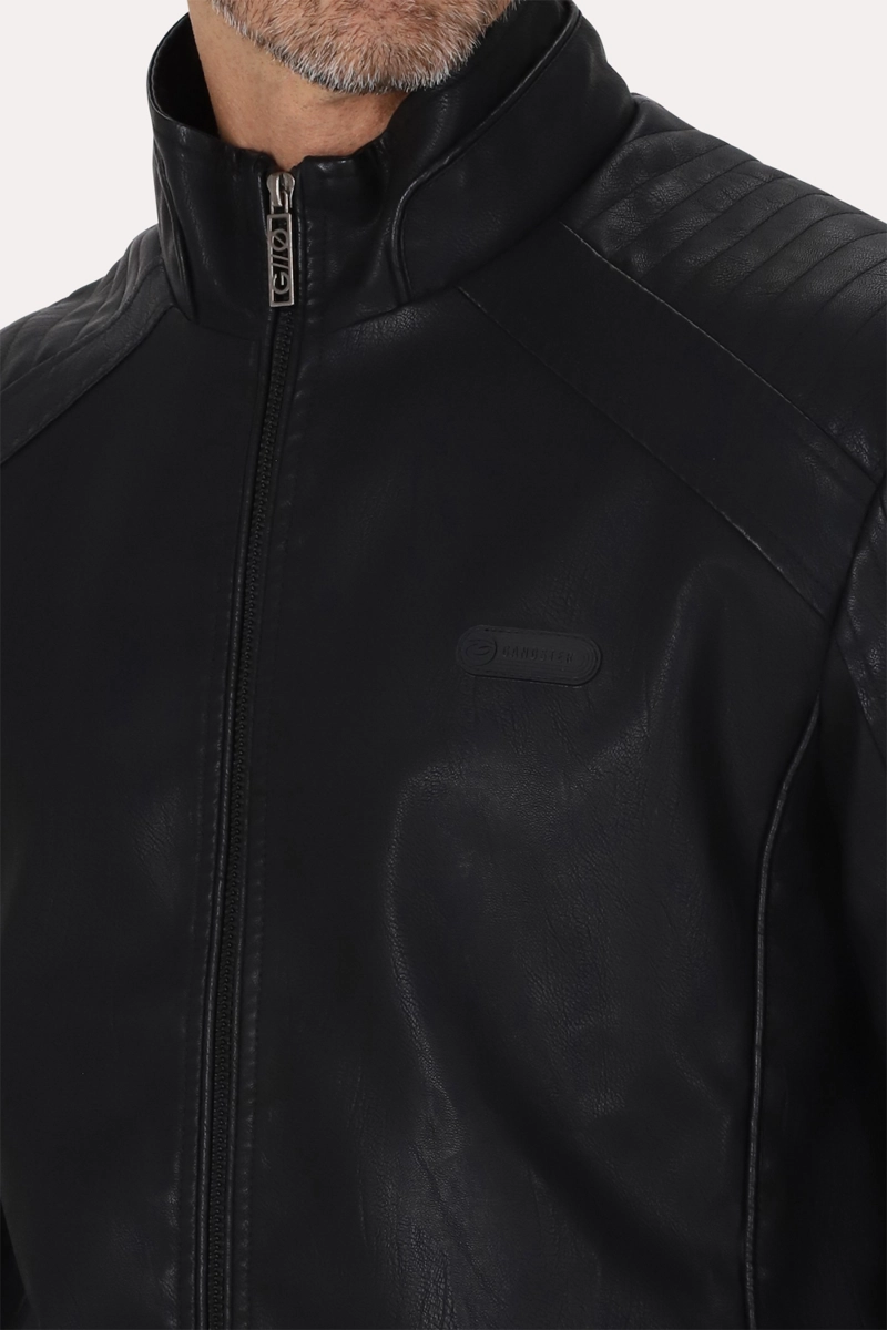 CHAQUETA PU ASPHALT NEGRO GANGSTER - 4
