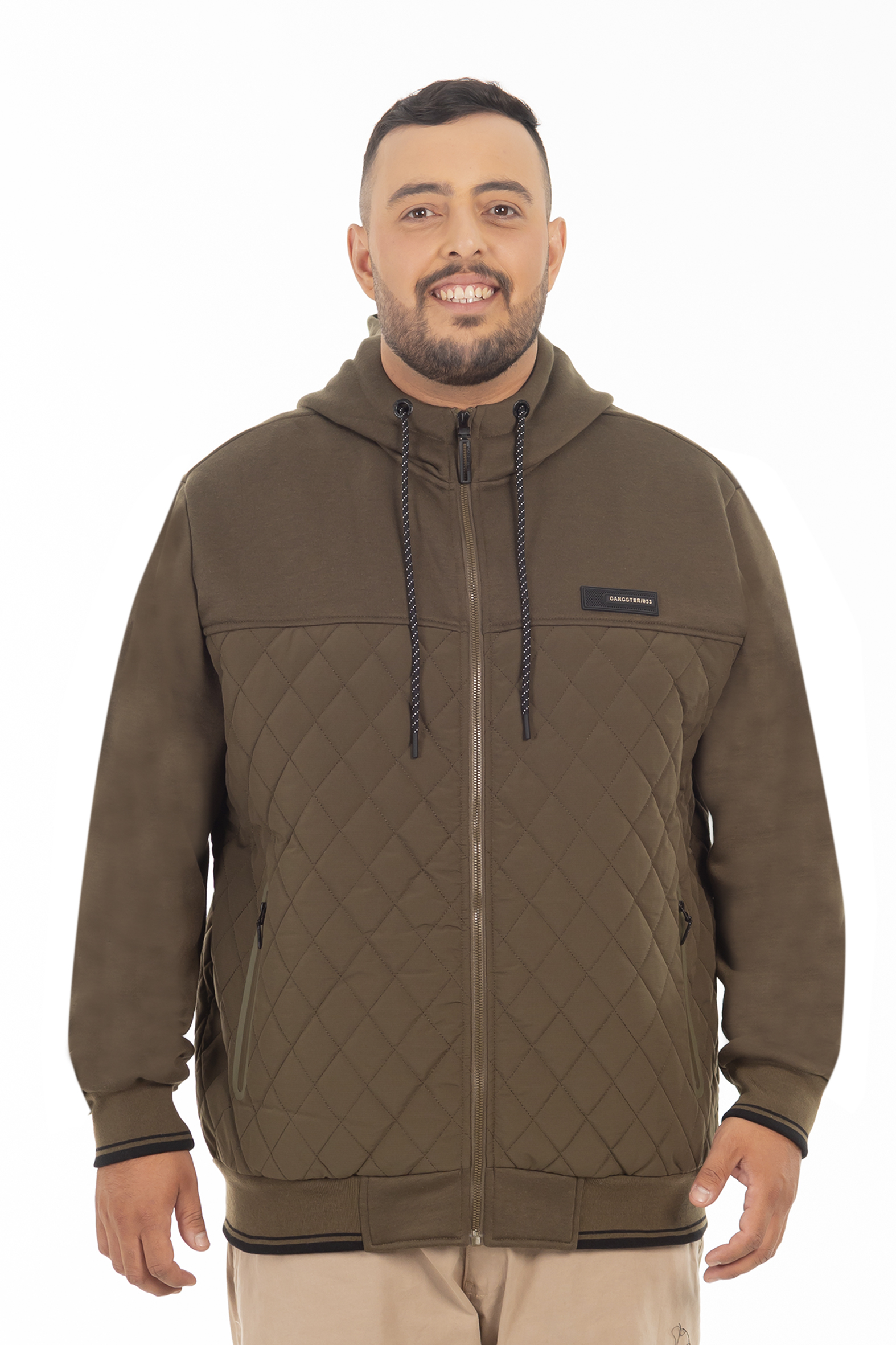 PLUS POLERON HIBRIDAS PATCHWORK NEGRO GANGSTER - 1