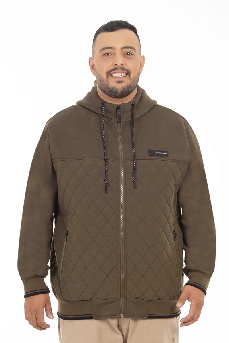 PLUS POLERON HIBRIDAS PATCHWORK NEGRO GANGSTER - 1