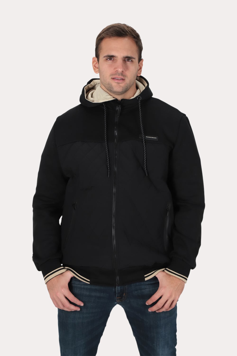 PLUS POLERON HIBRIDAS PATCHWORK NEGRO GANGSTER - 1