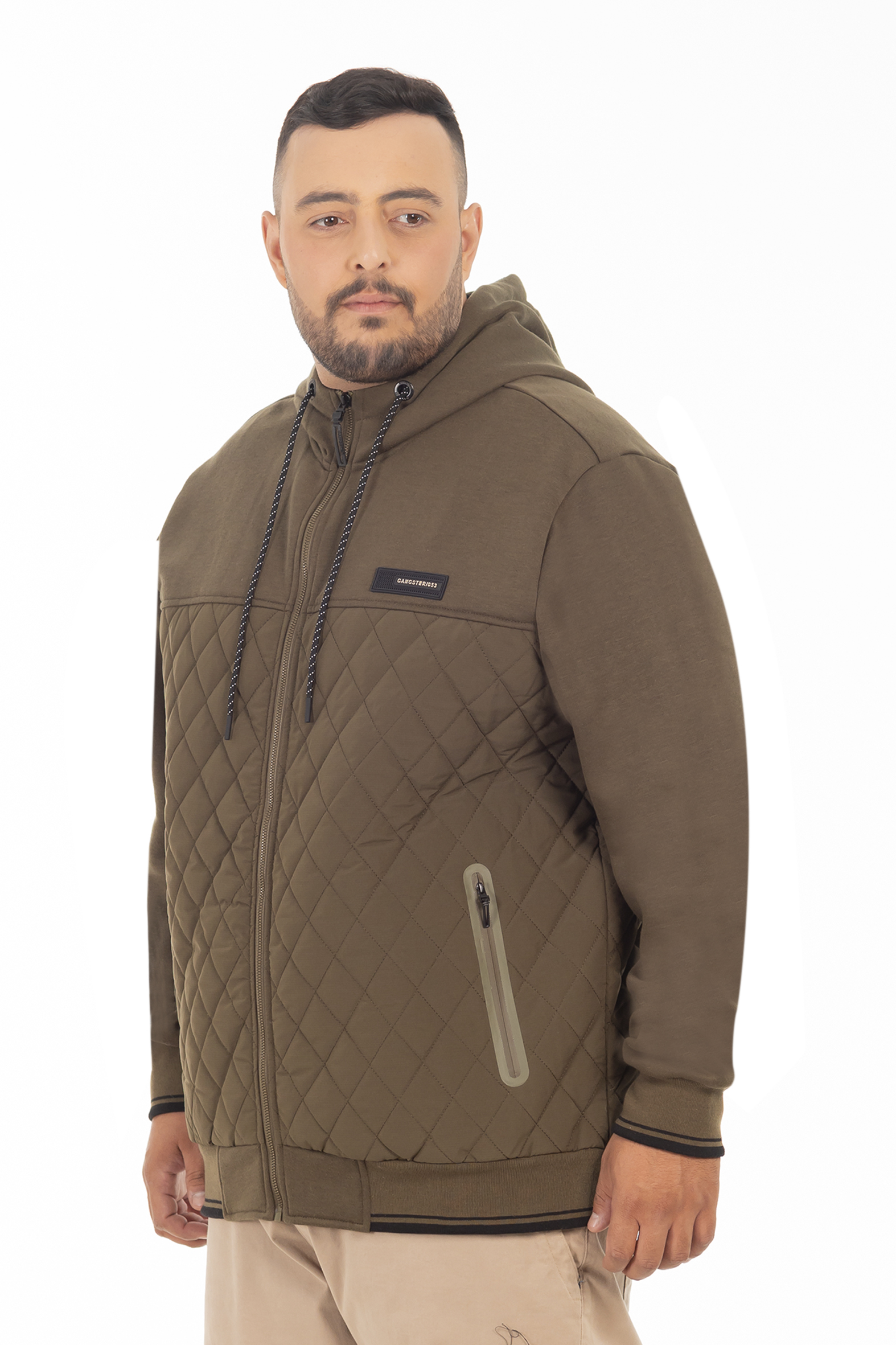 PLUS POLERON HIBRIDAS PATCHWORK NEGRO GANGSTER - 3