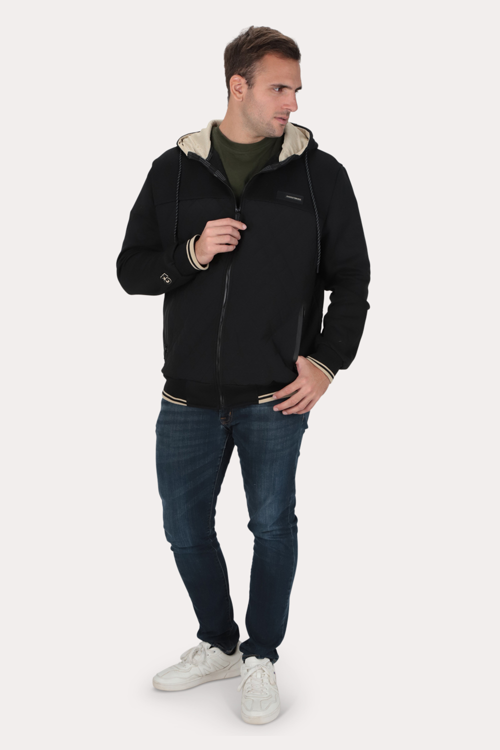 PLUS POLERON HIBRIDAS PATCHWORK NEGRO GANGSTER - 4
