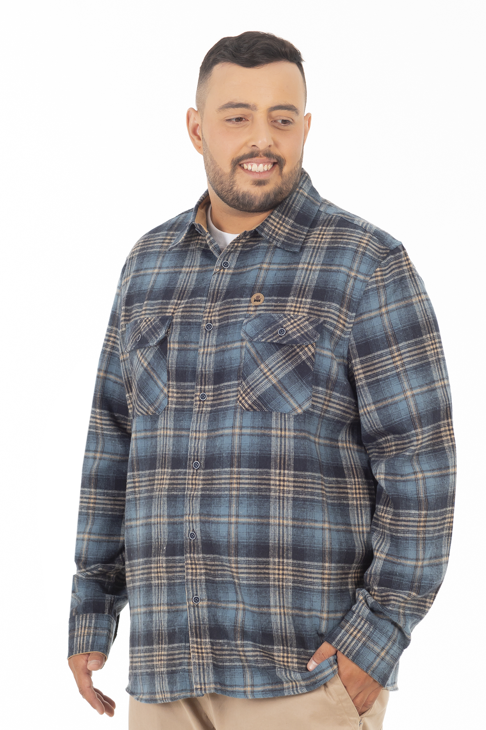 PLUS CAMISA ML FRANELA NORTHWOOD AZUL MARINO GANGSTER - 3