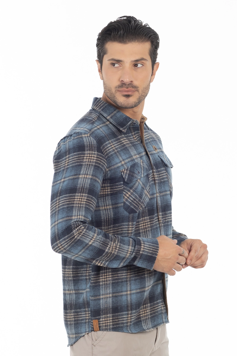 PLUS CAMISA ML FRANELA NORTHWOOD AZUL MARINO GANGSTER - 5