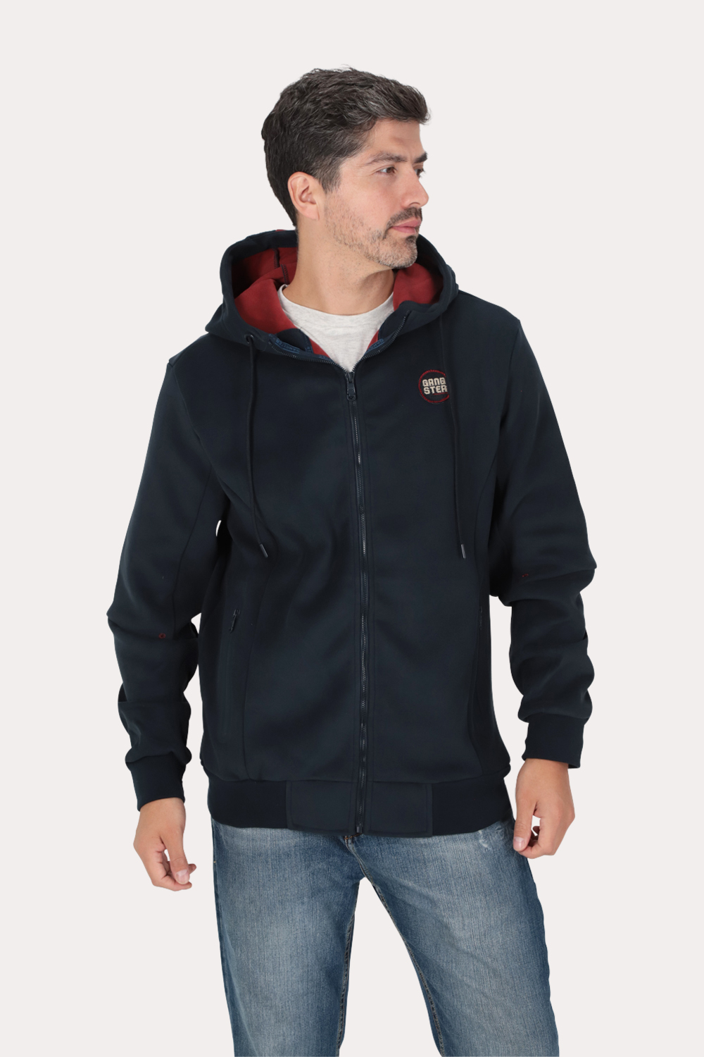 POLERON FULL ZIPPER OUTLAND AZUL MARINO GANGSTER - 1