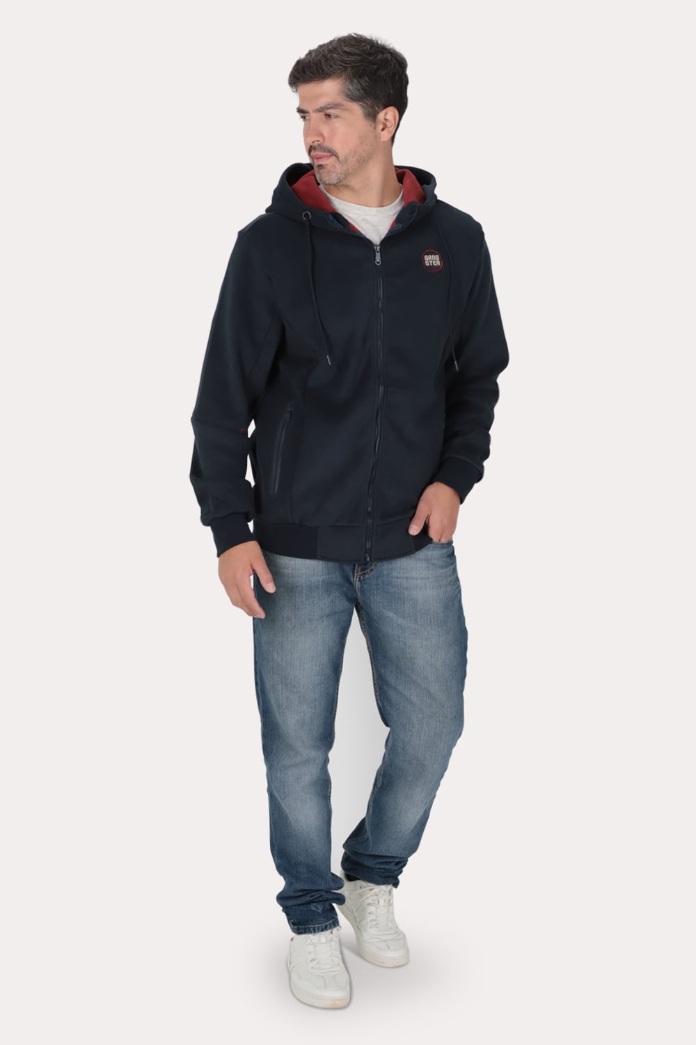 POLERON FULL ZIPPER OUTLAND AZUL MARINO GANGSTER - 4