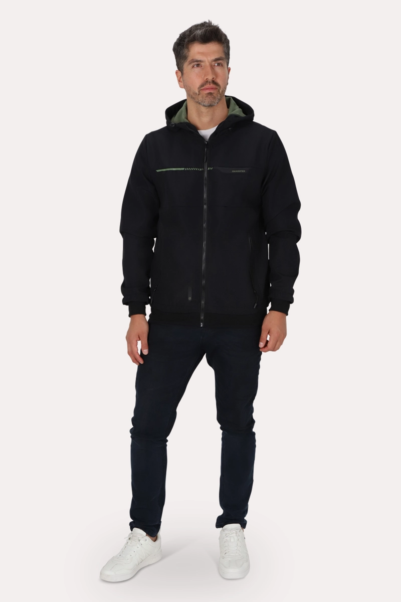 CHAQUETA FULL ZIPPER WINDRAX NEGRO GANGSTER - 3