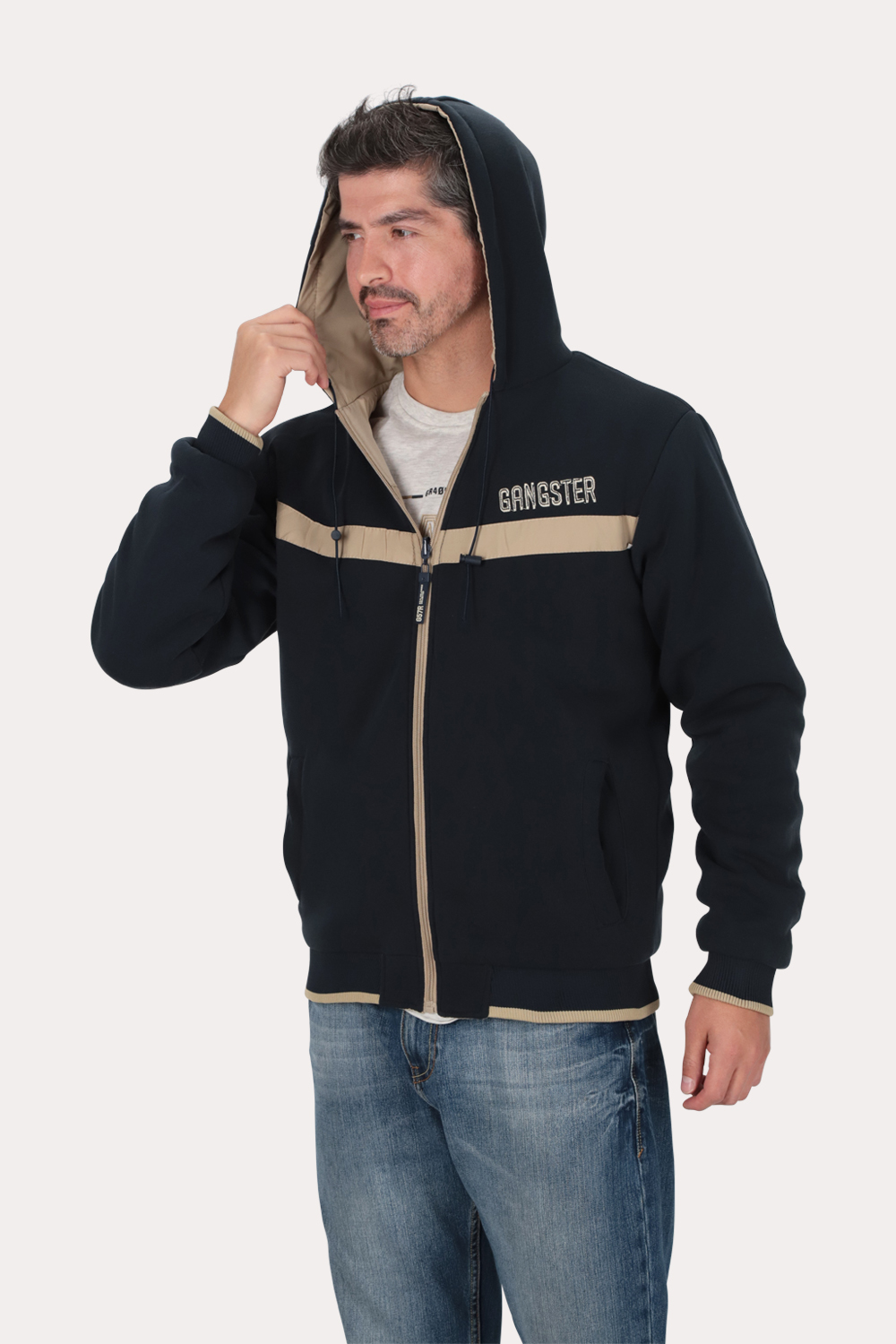 CORTAVIENTO REVERSIBLE DUAL NEGRO GANGSTER - 5