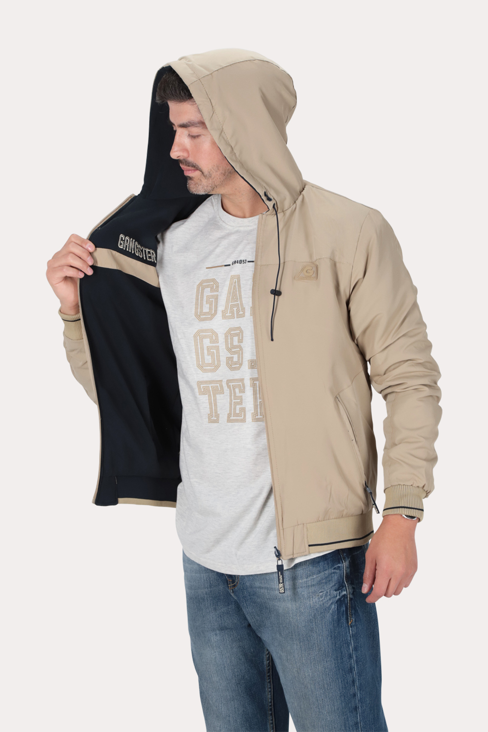 CORTAVIENTO REVERSIBLE DUAL NEGRO GANGSTER - 6