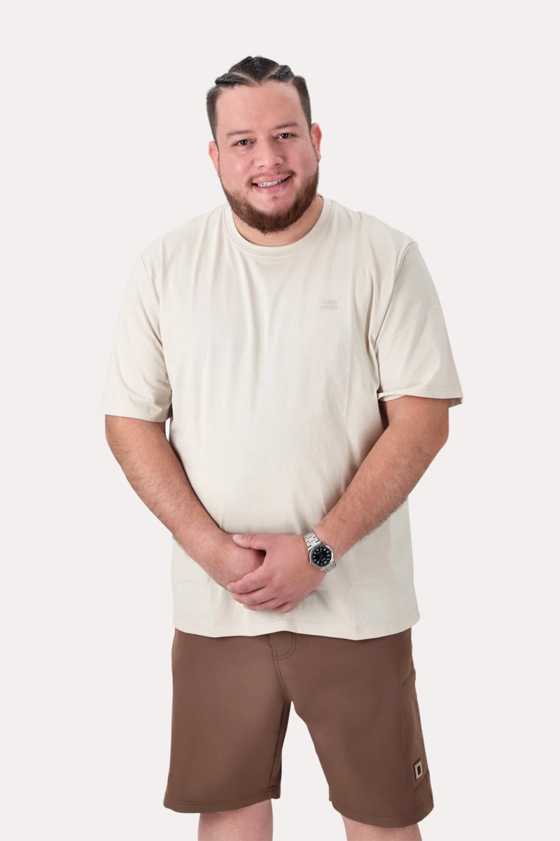 PLUS POLERA MC BASICA UNION SQ BEIGE - 1