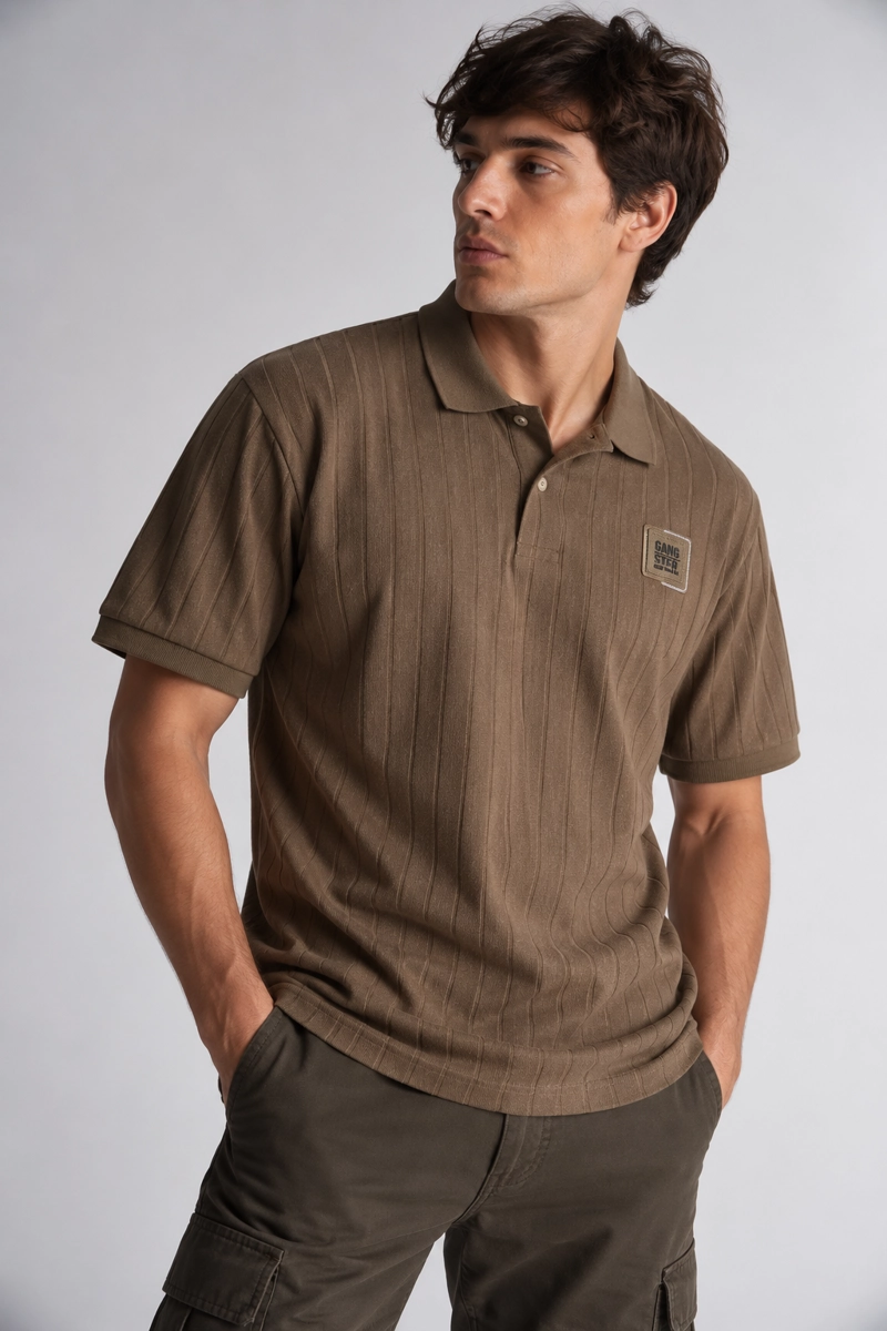 PLUS POLERA CUELLO TEXTURA BRIXTON NEGRO - 1