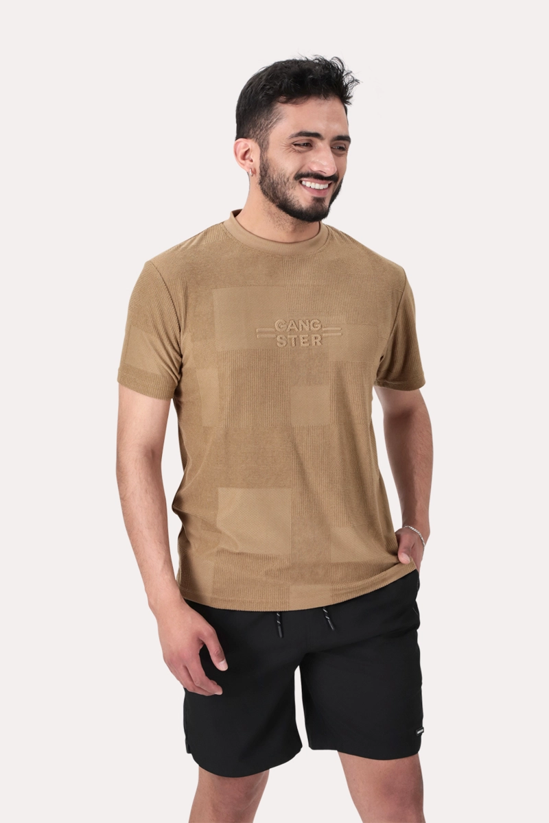 POLERA MC JAQUARD 135 ST  CAFE - 1