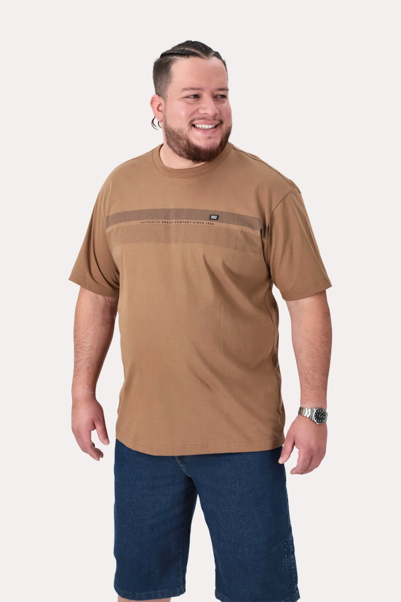 PLUS POLERA MC BASICA LATIC CAFE  OSCURO - 1
