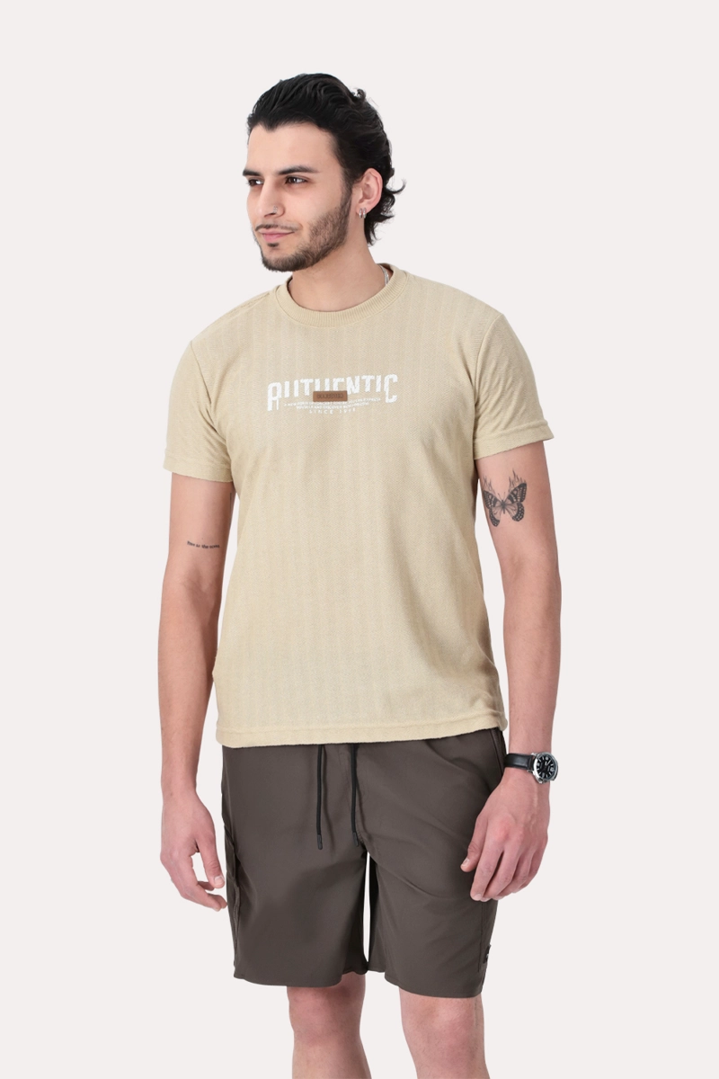 POLERA MC TEXTURA BEDFORD BEIGE - 1