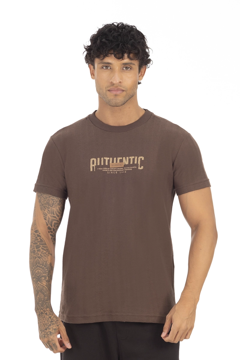 POLERA MC TEXTURA BEDFORD BEIGE - 1