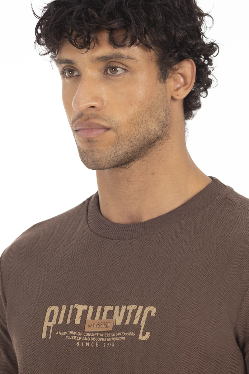 POLERA MC TEXTURA BEDFORD CAFE OSCURO - 4