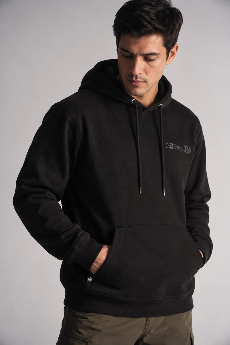 POLERON HOODIE  FLEECE ASTORIA NEGRO - 1
